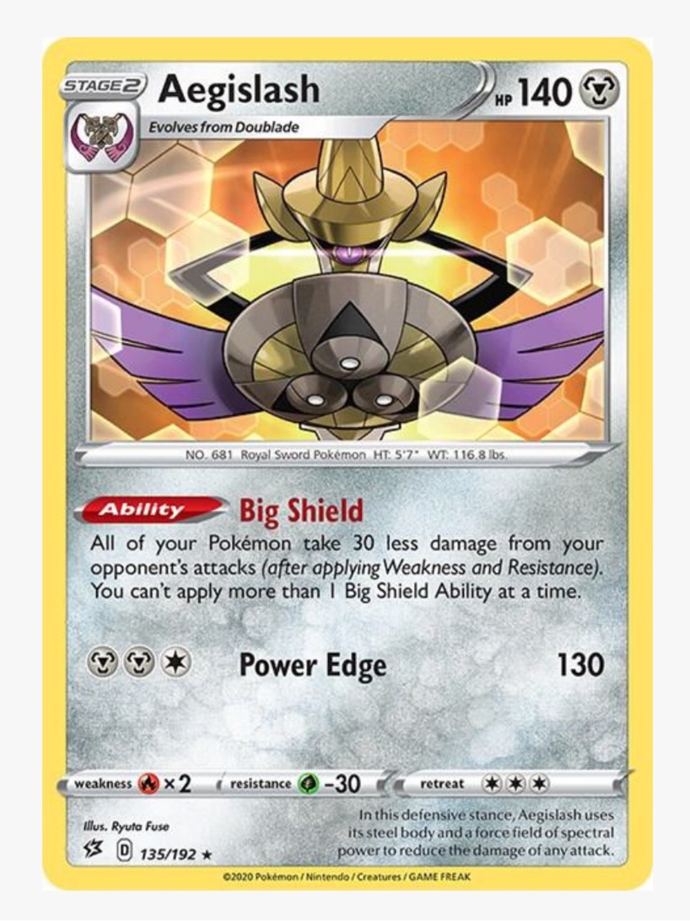 Aegislash SWSH02: Rebel Clash Pokemon Trading Card